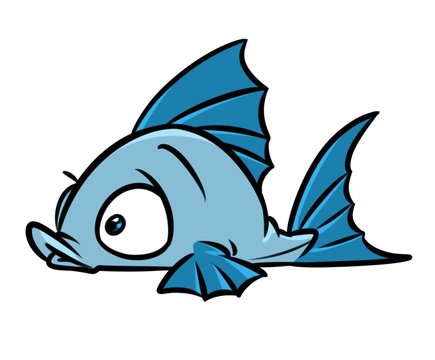 blue fish lies cartoon illustration isolated image 

