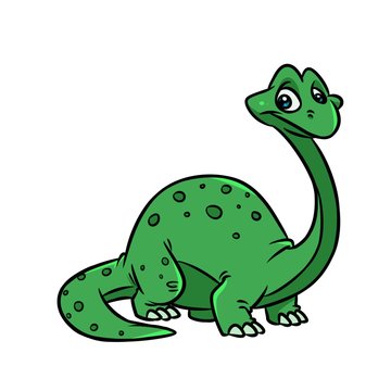 Green Dinosaur Diplodocus cartoon illustration isolated image