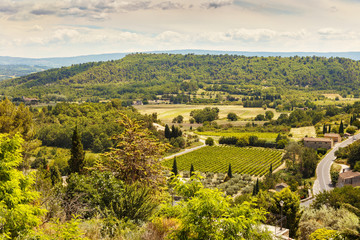 Fototapeta na wymiar View of the valley from the mountainous Provencal village of Gordes. Provence. France.