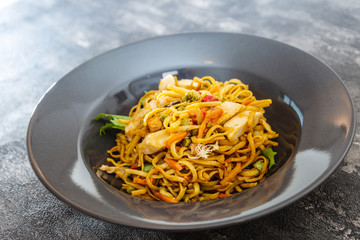 Asian Noodles with Chicken and Black Mushrooms,Coriander