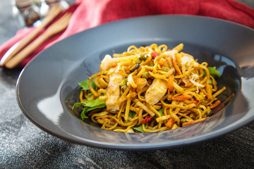 Asian Noodles with Chicken and Black Mushrooms,Coriander