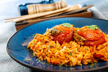 Stuffed Tomatoes, Rice with Tomato