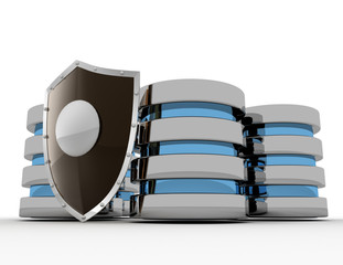 Database and computer data security concept  . 3d rendered illustration