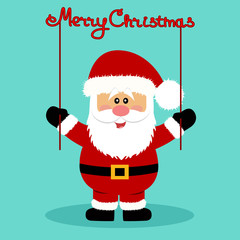 Christmas card. Santa. Santa with a garland. 