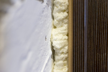 Building foam in the doorway as a background