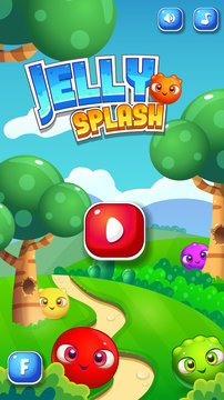 Mobile Reskin - Match 3 Splash Screen Concept Jelly Game Asset with GUI