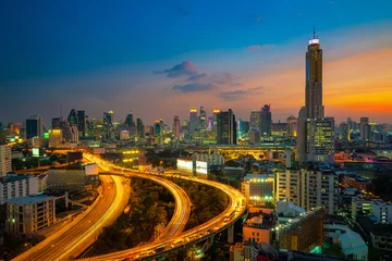 Foto op Plexiglas Aerial view of Bangkok building and Express ways © happystock