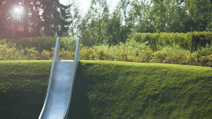 metal slide at the playground