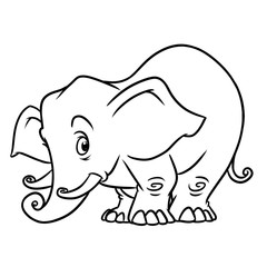 Elephant animal character cartoon illustration isolated image coloring page