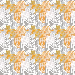Zelfklevend Fotobehang Seamless background pattern with a variety of colored floral motifs. © Veta
