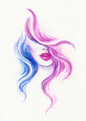 beautiful woman. fashion illustration. watercolor painting