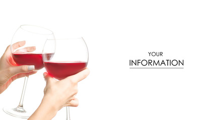 Female hand holding a glass of red wine on a white background isolation
