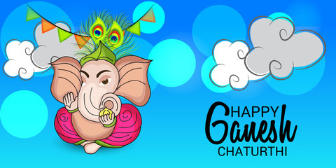 illustration of a Creative Card, Poster or Banner for Festival of Ganesh Chaturthi Celebration.