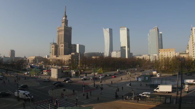 Center of  Warsaw. Pokand. Timelapse	