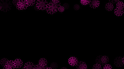 Abstract background with a variety of colorful snowflakes. Big and small.