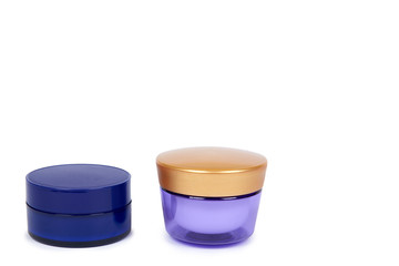 Clean cream bottle isolated on white background, copy space template