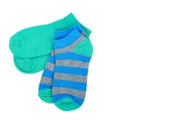 Cotton kid sock isolated on white background, copy space template