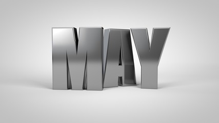 May calendar month metallic text 3d render
