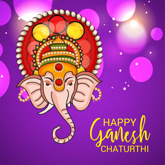 illustration of a Creative Card, Poster or Banner for Festival of Ganesh Chaturthi Celebration.