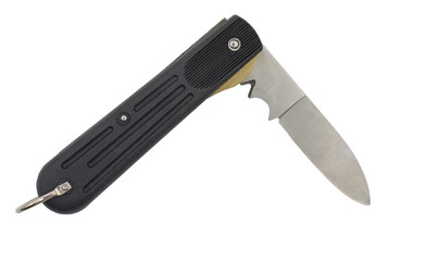 Folding knife with blade fixation on white