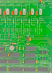 Closeup of electronic circuit board