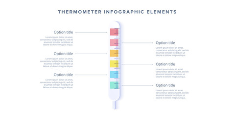 Medical thermometer step chart infographics. Clinical measuring bar graph elements. Temperature diagram presentation slide template. Vector info graphic design.