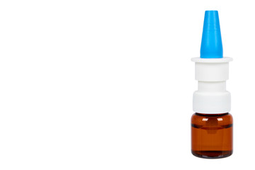 Fototapeta premium eye or ear drops glass bottle isolated on white background, copy space template.