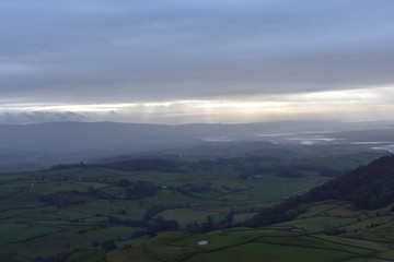 View of the Lake District from the top of a fell