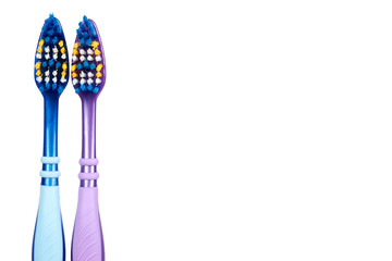 Color new toothbrush isolated on a white background, copy space template.