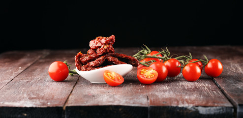 Sun dried tomatoes. tomato halves sun-dried.