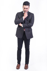 Businessman isolated in white background.