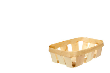 Empty basket for fruits and vegetables isolated on the white background, copy space template.
