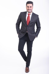 Businessman isolated in white background.