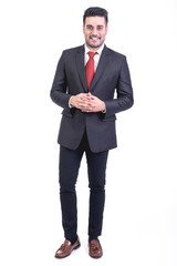 Businessman isolated in white background.