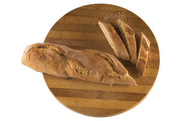  Bread is cut on the board