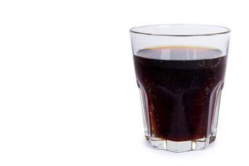 Cola drink in glass isolated on white background, copy space template