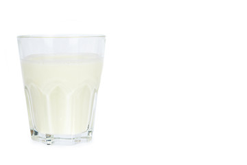 Glass of milk isolated on white background, copy space template