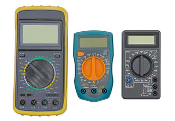 new modern digital multimeters isolated on white