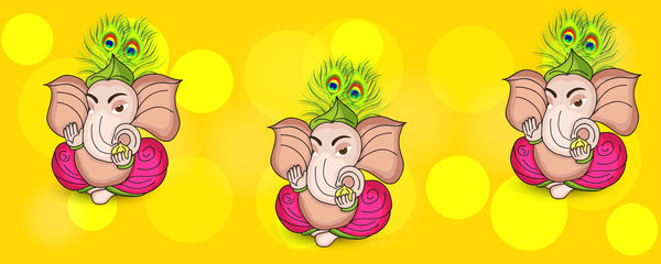 illustration of a Creative Card, Poster or Banner for Festival of Ganesh Chaturthi Celebration.