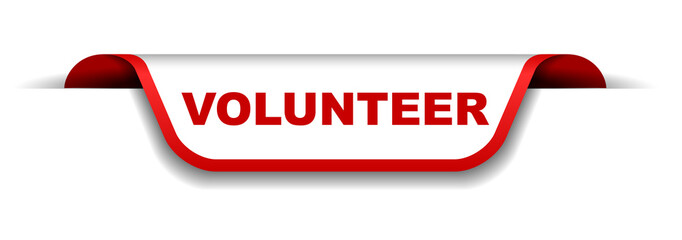 red and white banner volunteer