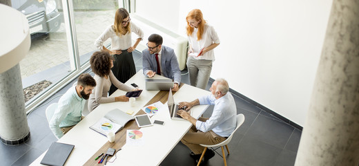 Top view at business people in office