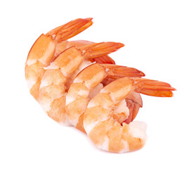 Red cooked tiger shrimps isolated on white background
