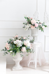 Fototapeta na wymiar Decoration artificial flower arrangement modern bouquet wedding