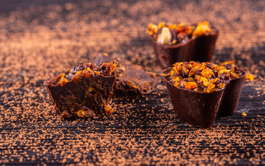Handmade chocolates with caramel
