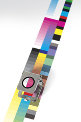 Print control loupe and color patch pattern