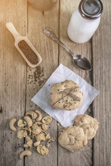 Fototapeta na wymiar freshly baked cookies on rustic wooden table