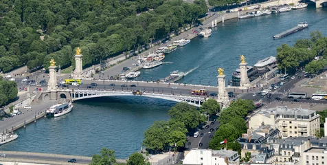 Photo sur Plexiglas Pont Alexandre III Aerial view of Pont Alexandre III bridge on Seine river  in Paris, France