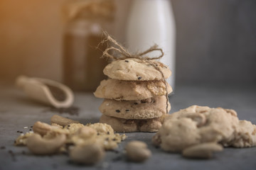 freshly baked cookies on rustic wooden table