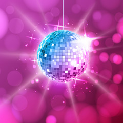 Disco ball. Disco ball pink background
