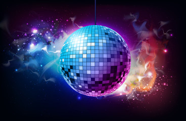 Disco ball. Disco ball on open space background